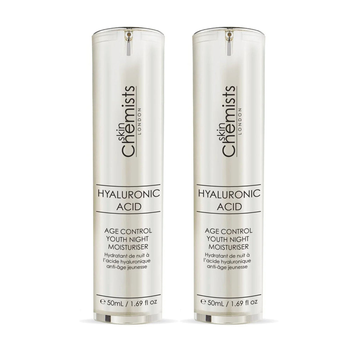 skinChemists Hyaluronic Acid Age Control Youth Night Moisturiser 50ml Twin Value Savings Pack - skinChemists