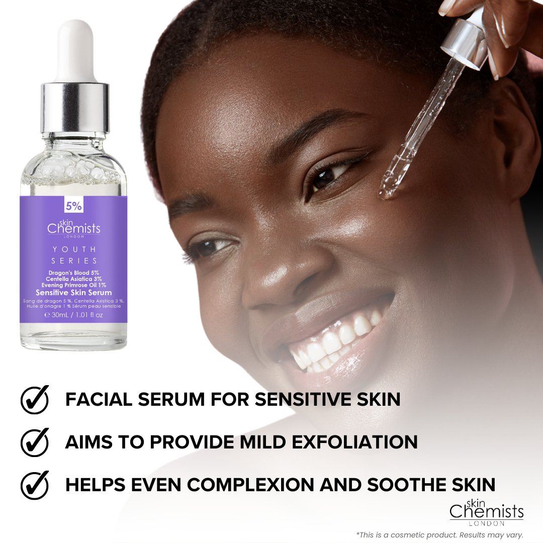 Sérum pour peaux sensibles Youth Series, Sang de dragon 5 %, Centella asiatica 3 %, Huile d'onagre 1 %, 30 ml