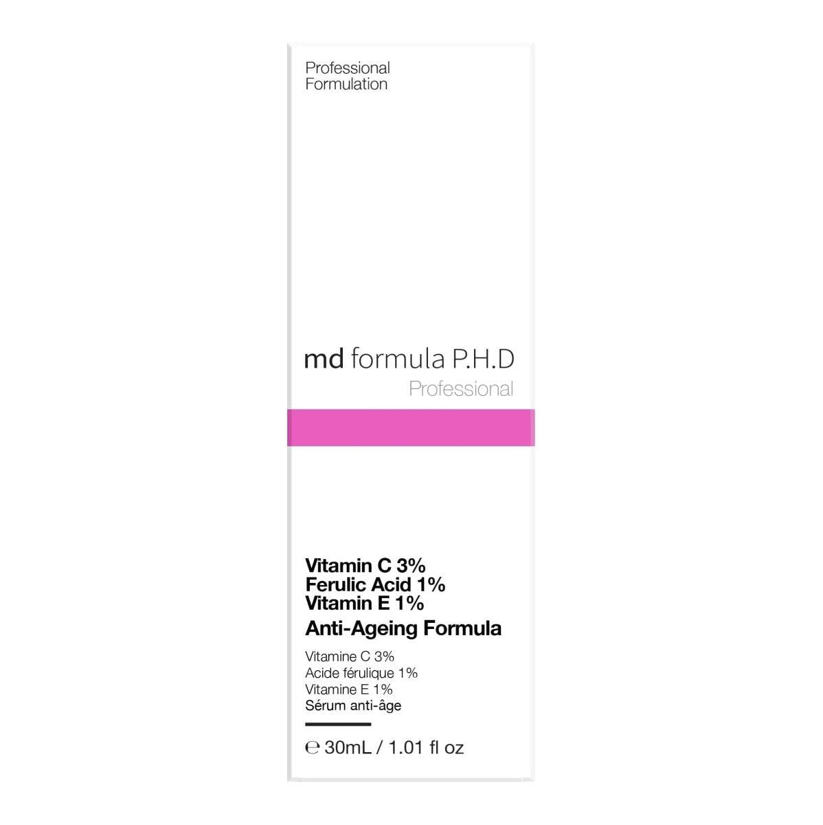 Anti-Aging-Serum mit 3 % Vitamin C, 1 % Ferulasäure und 1 % Vitamin E, 30 ml