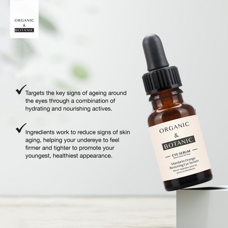 Mandarin Orange Brightening Eye Serum - 15ml - Depuffing & Hydrating with Vitamin C, Aloe Vera, & Sea Buckthorn for Radiant, Youthful Eyes - skinChemists