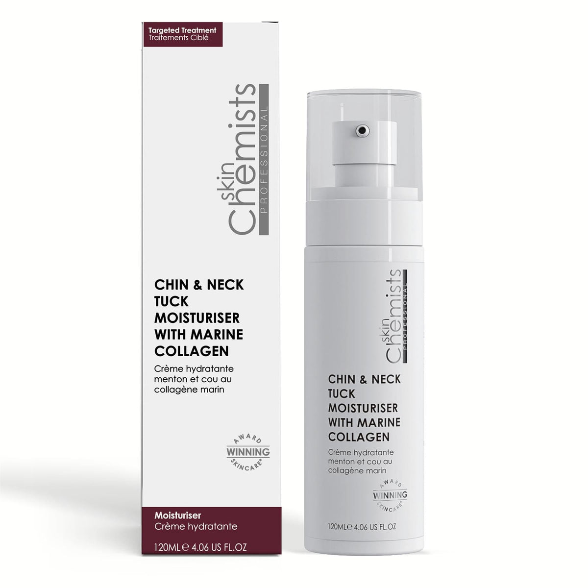 Hidratante reafirmante de colágeno marino para mentón y cuello 120ml