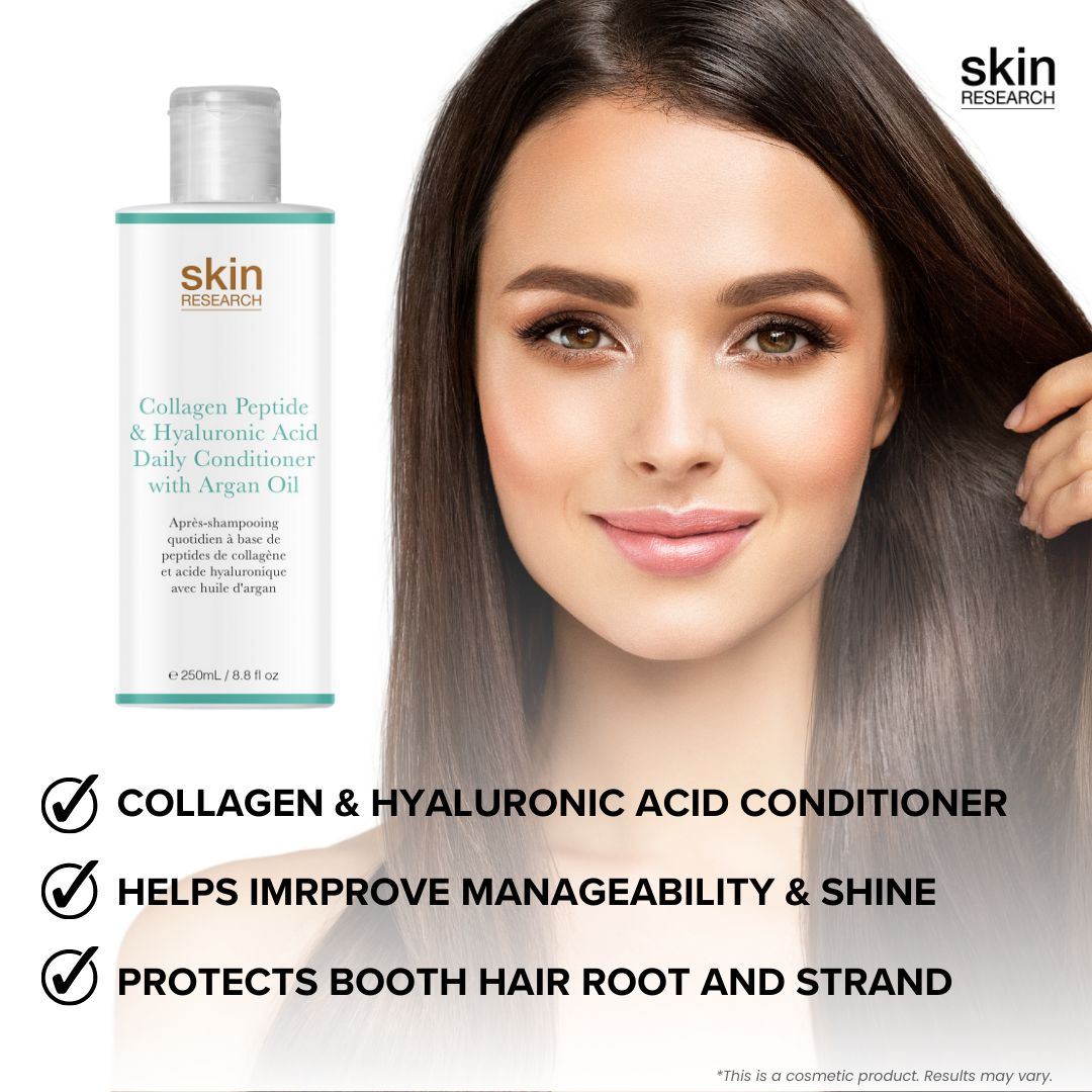 Après-shampoing quotidien au collagène, peptides et acide hyaluronique, enrichi en huile d'argan (250 ml) - Lot de 2 à prix avantageux