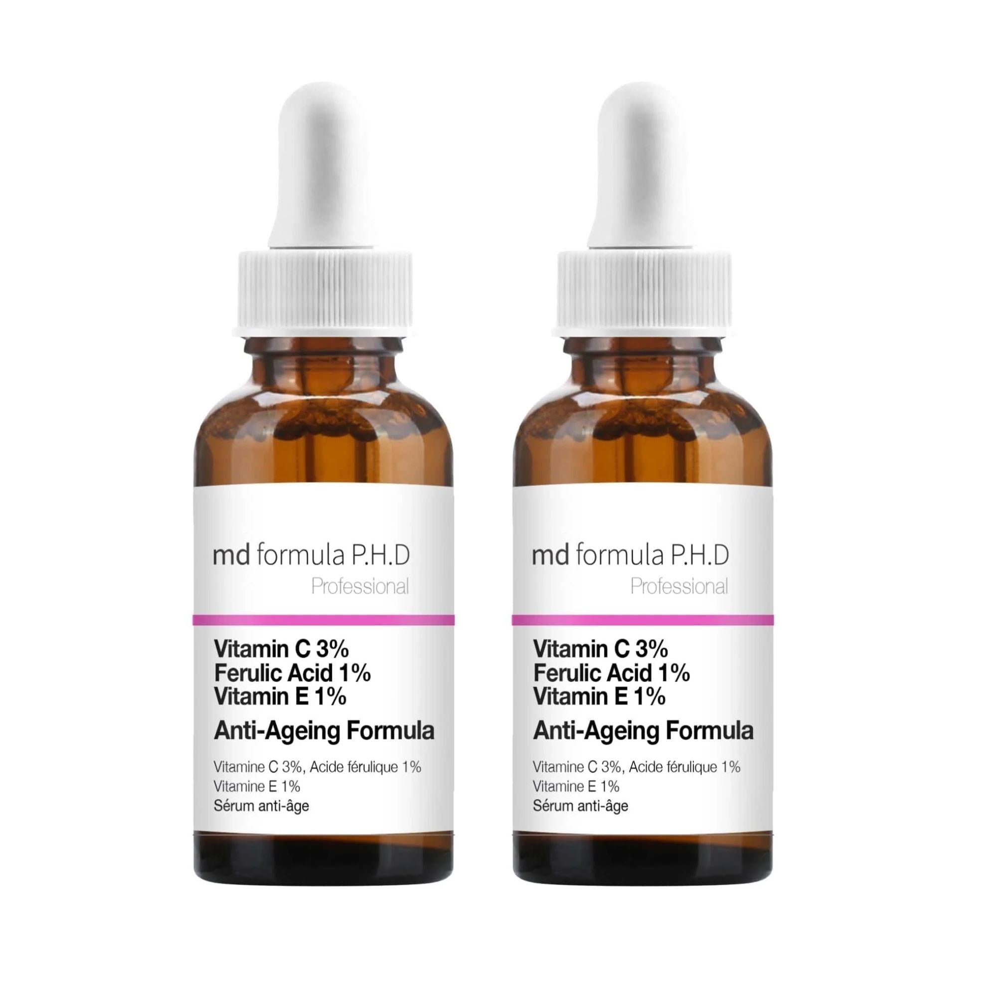Anti-Ageing Serum Vitamin C 3%, Ferulic Acid 1%, Vitamin E 1% 30ml Twin Value Savings Pack