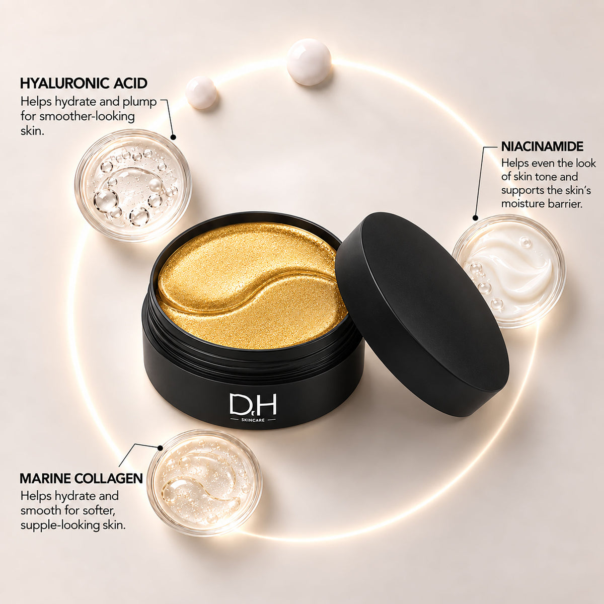 Mascarilla de hidrogel para el contorno de ojos con colágeno marino reafirmante (21 pares)
