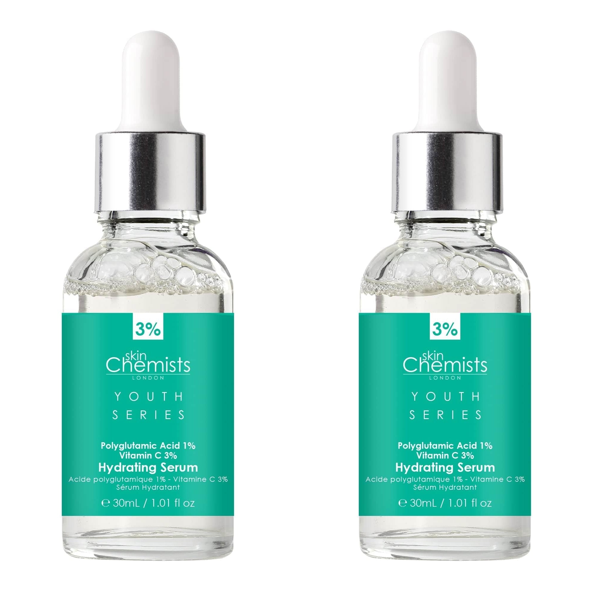 Youth Series Hydrating Serum Polyglutamic Acid 1%, Vitamin C 3% 30ml x 2 Duo Pack