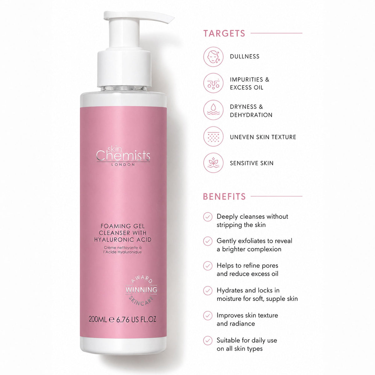 Advanced Foaming Gel Cleanser with Hyaluronic Acid 200ml - skinChemists