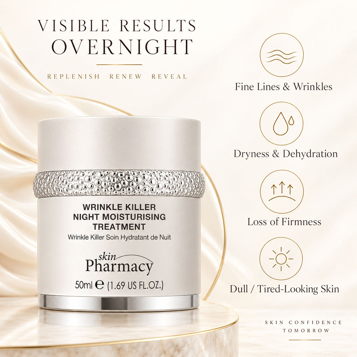 Nachtpflege gegen Falten und Hautalterung, 1 % Wrinkle Killer 50ml