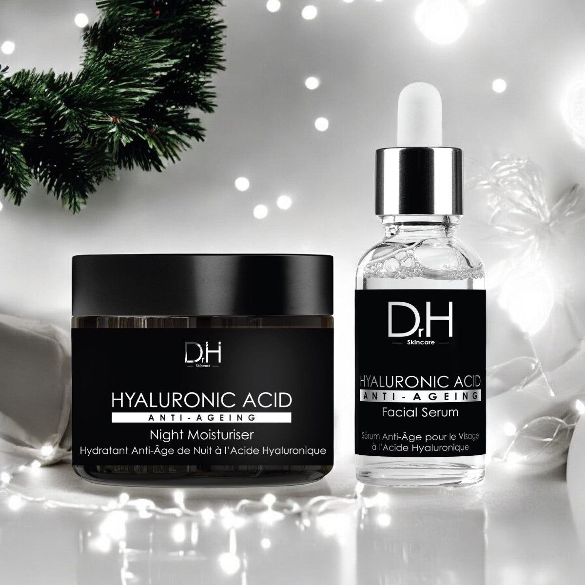 Sérum visage anti-âge à l'acide hyaluronique 30 ml + Crème de nuit anti-âge à l'acide hyaluronique 60 ml
