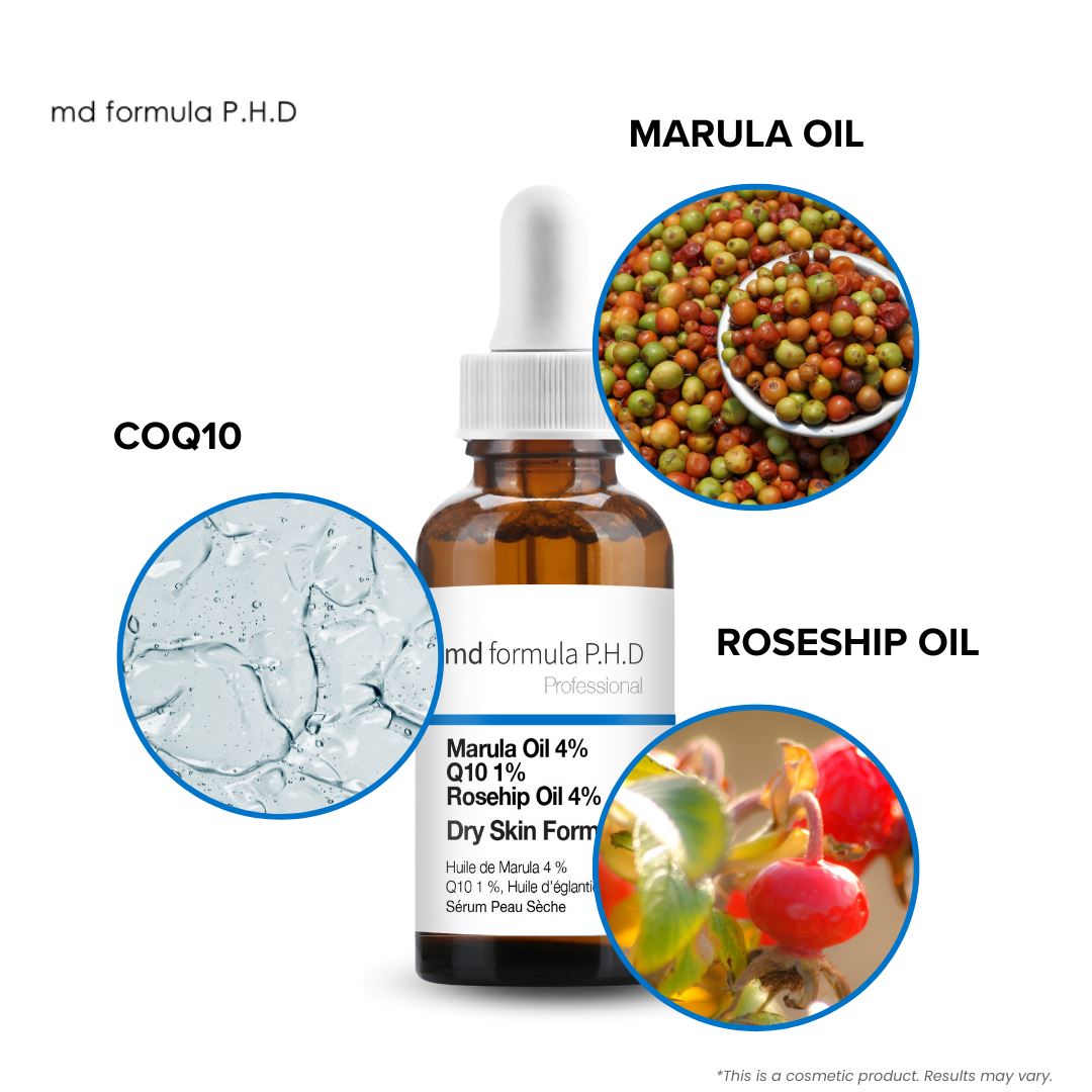MD Formula Dry Skin Serum Marulua Oil 4%, Q10 1%, Rosehip Oil 4% 30ml Twin Value Savings Pack - skinChemists
