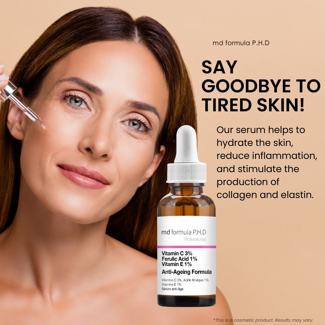 Anti-Aging-Serum mit 3 % Vitamin C, 1 % Ferulasäure und 1 % Vitamin E, 30 ml