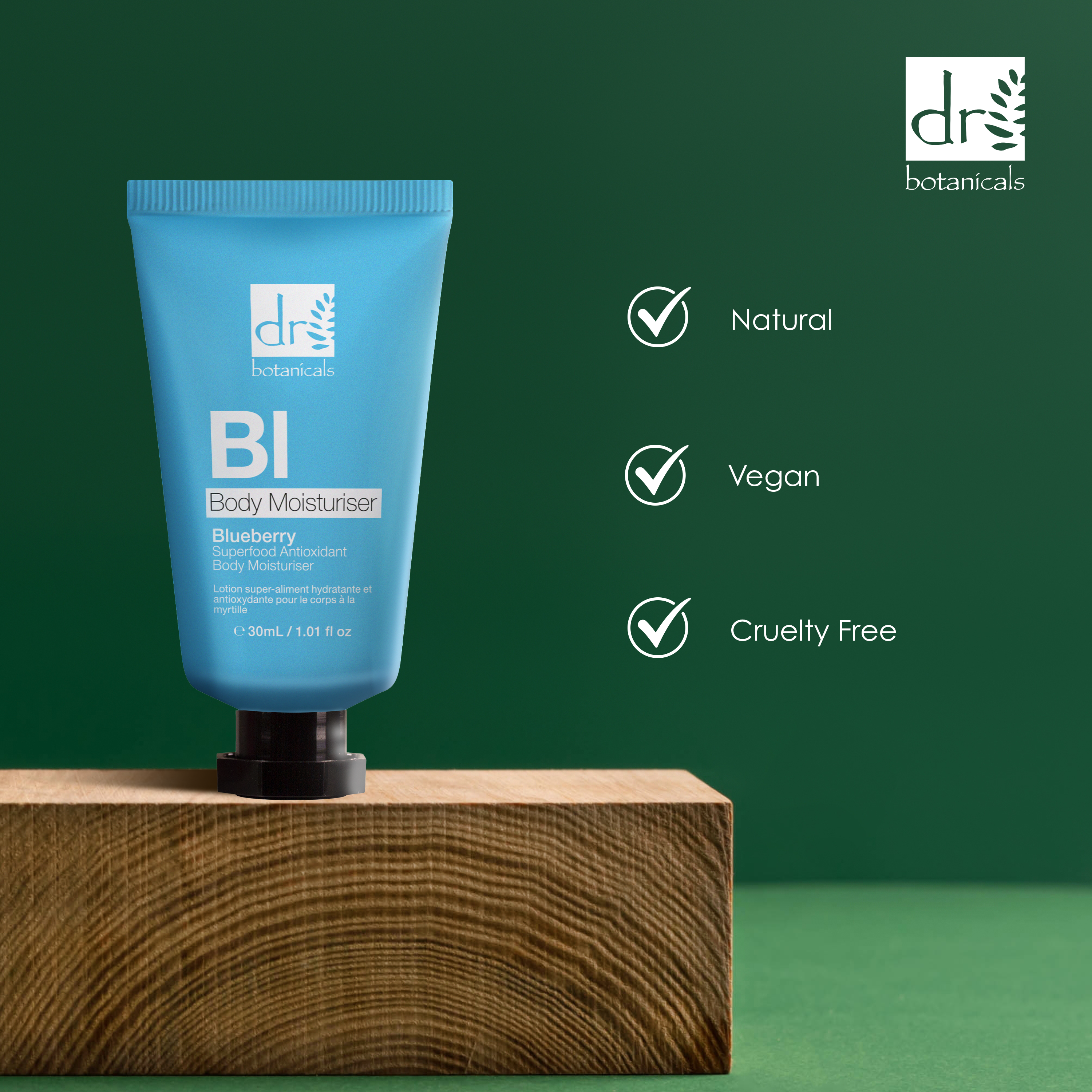 Crème hydratante corporelle antioxydante superalimentaire à la myrtille 30 ml