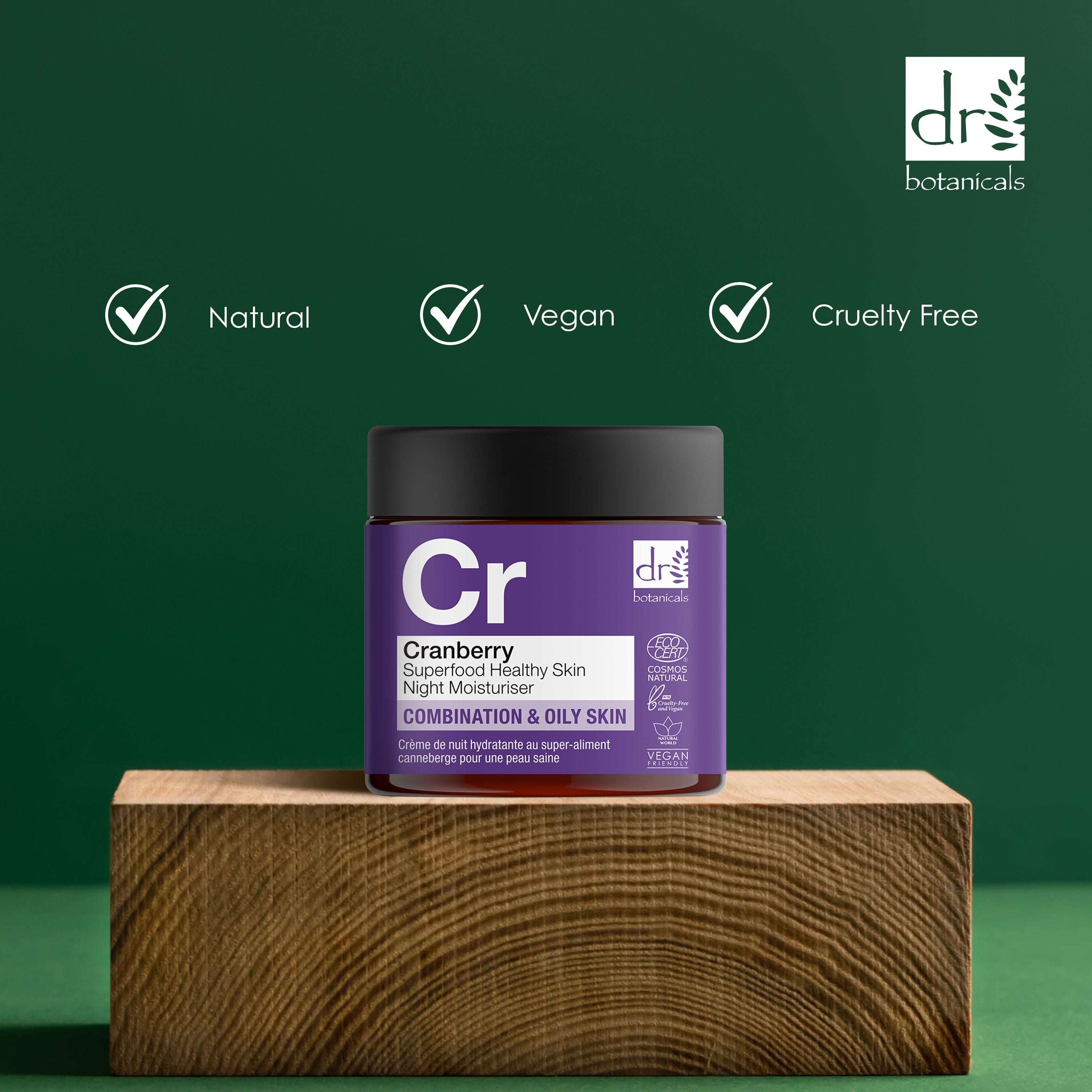 Cranberry Superfood Feuchtigkeitscreme für gesunde Haut – Nachtcreme, 60 ml x 2 (Duo-Pack)