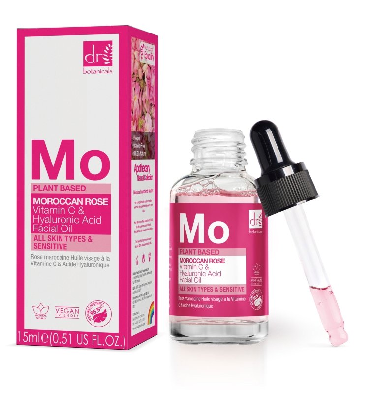 Dr Botanicals Moroccan Rose Facial Oil with Hyaluronic Acid and Vitamin C