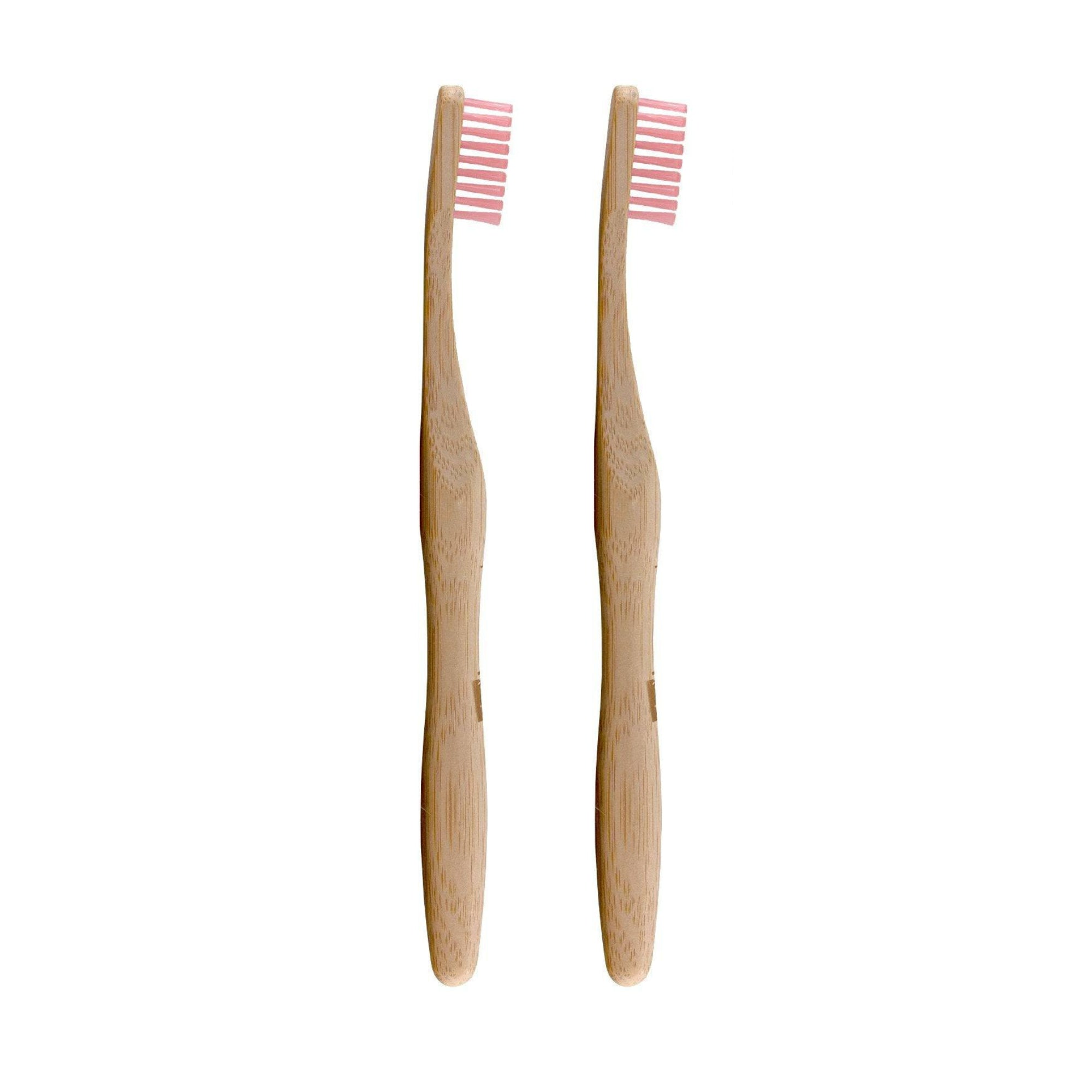 Brosse à dents en bambou rose, lot de 2, offre économique