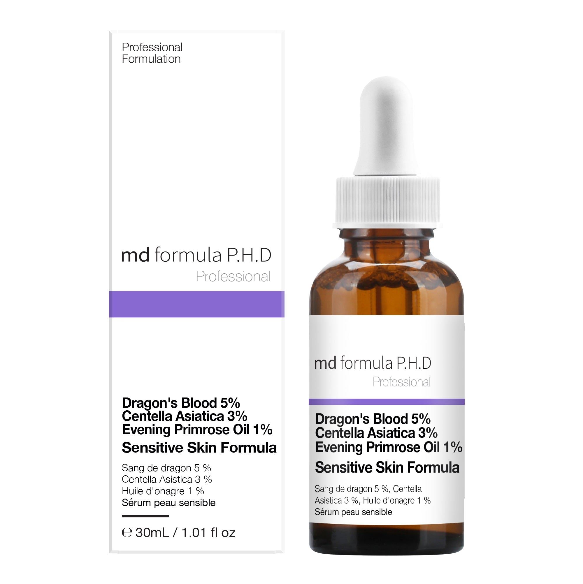 Serum für empfindliche Haut mit Drachenblut 5 %, Centella Asiatica 3 %, Nachtkerzenöl 1 %, 30 ml