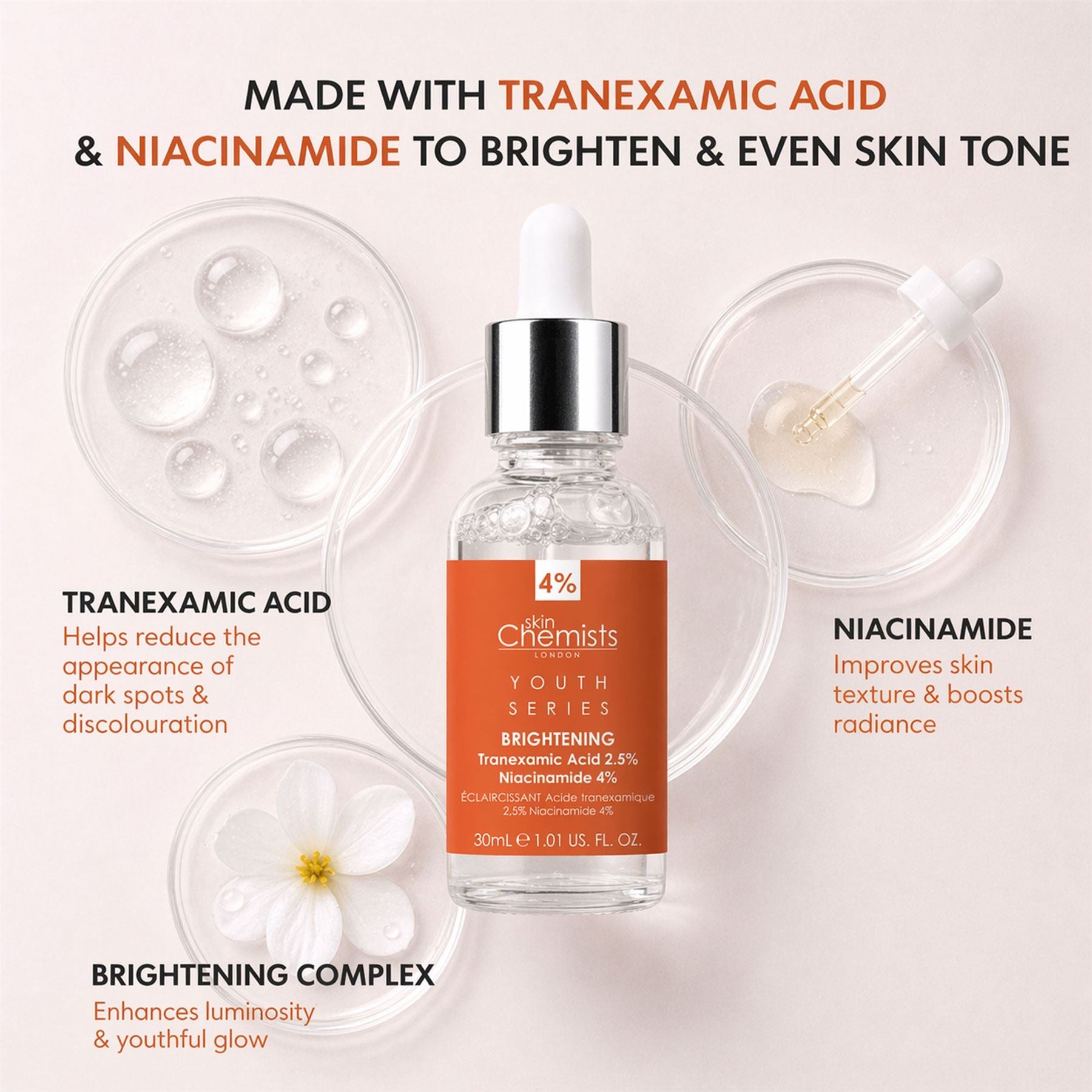 Youth Series Tranexamic Acid 2.5%, Niacinamide 4% Brightening Serum 30ml