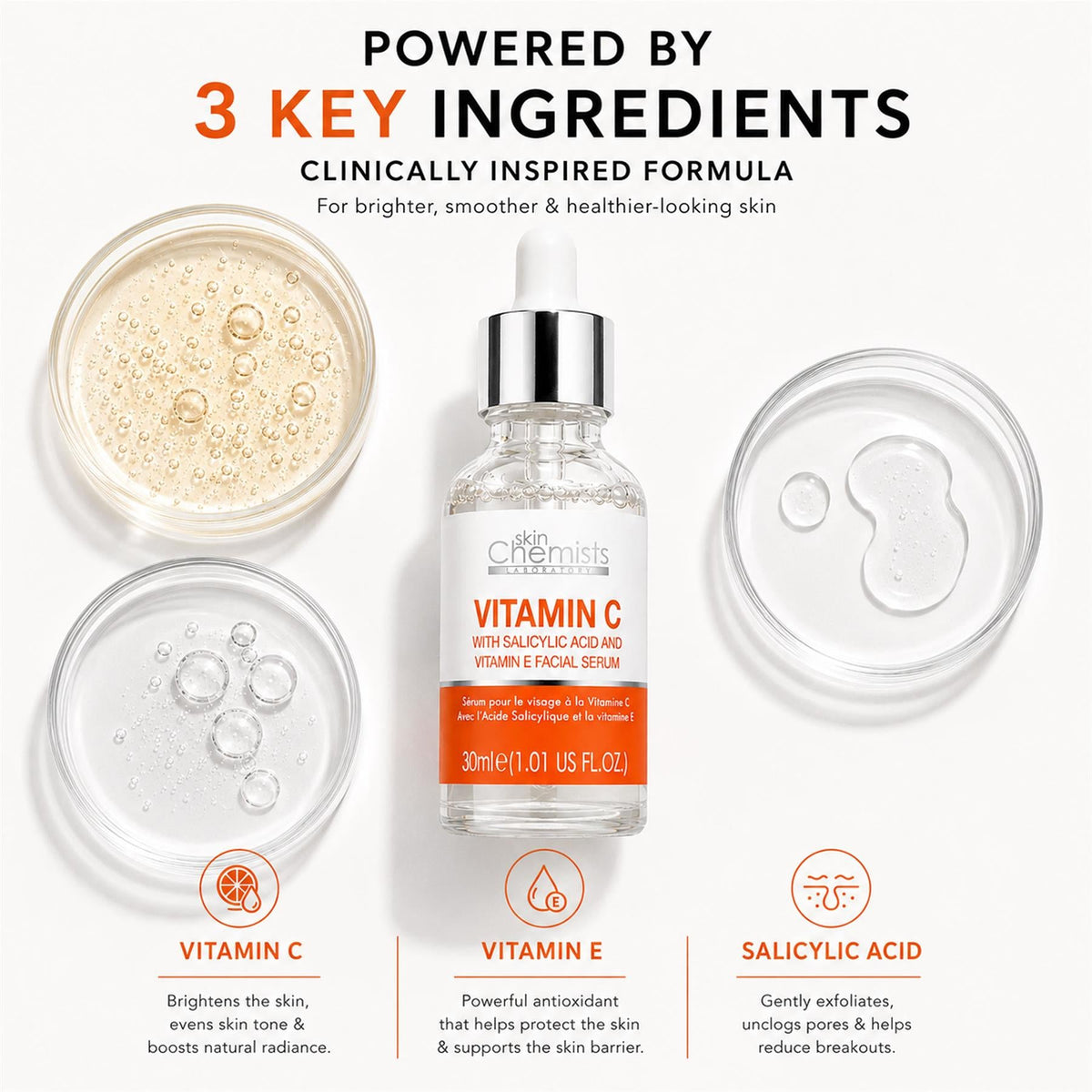 skinChemists Anti-Aging Vitamin C, Salicylic Acid Vitamin C Facial Serum 30ml - skinChemists