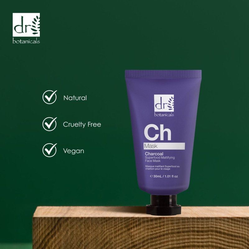 Masque matifiant visage au charbon actif et superalimentaire 30 ml