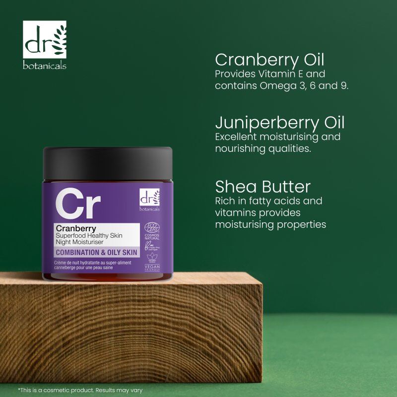 Cranberry Superfood Feuchtigkeitscreme für gesunde Haut, Nachtcreme, 60 ml