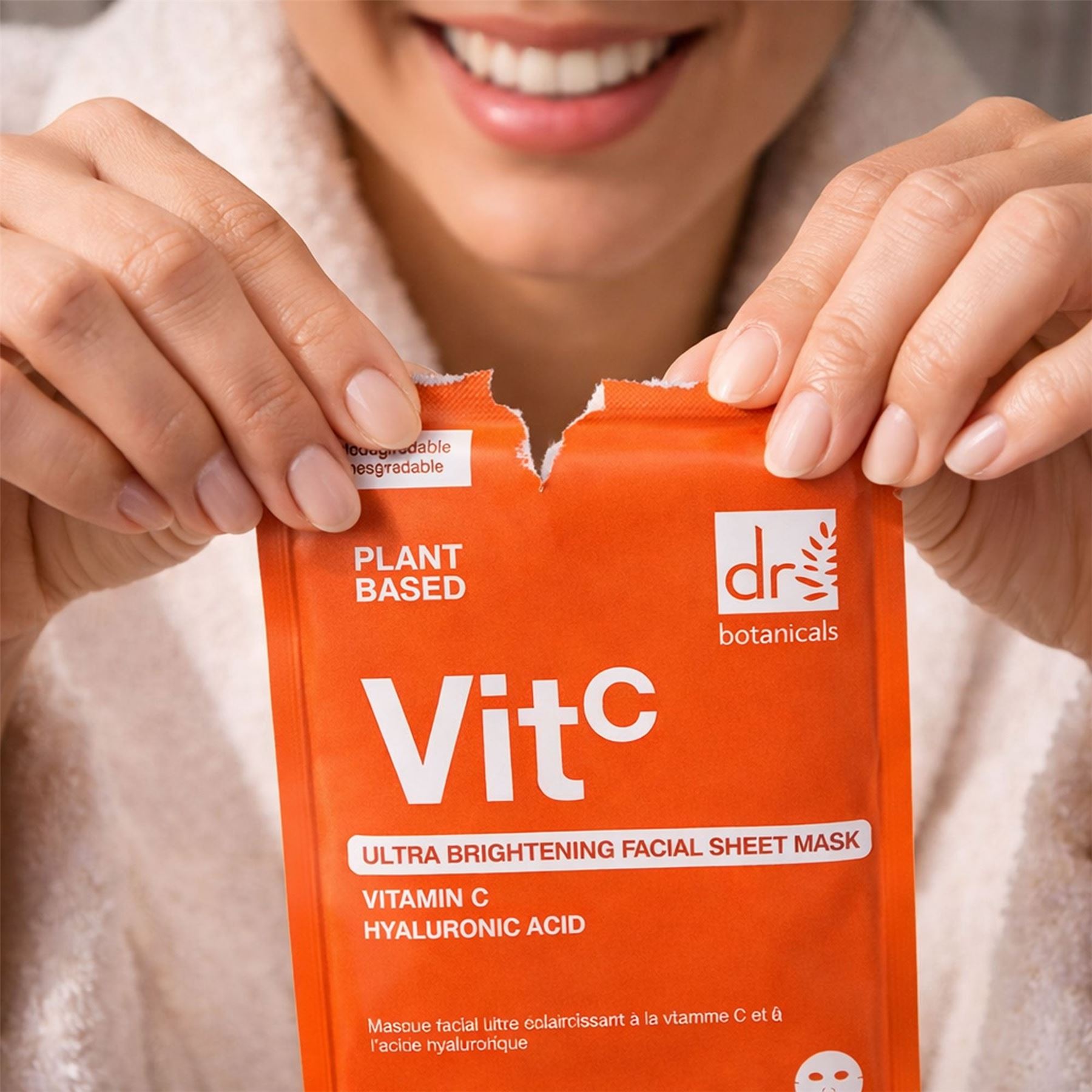Dr Botanicals Ultra Brightening Facial Mask with Vitamin C and Hyaluronic Acid (Pack of 10)