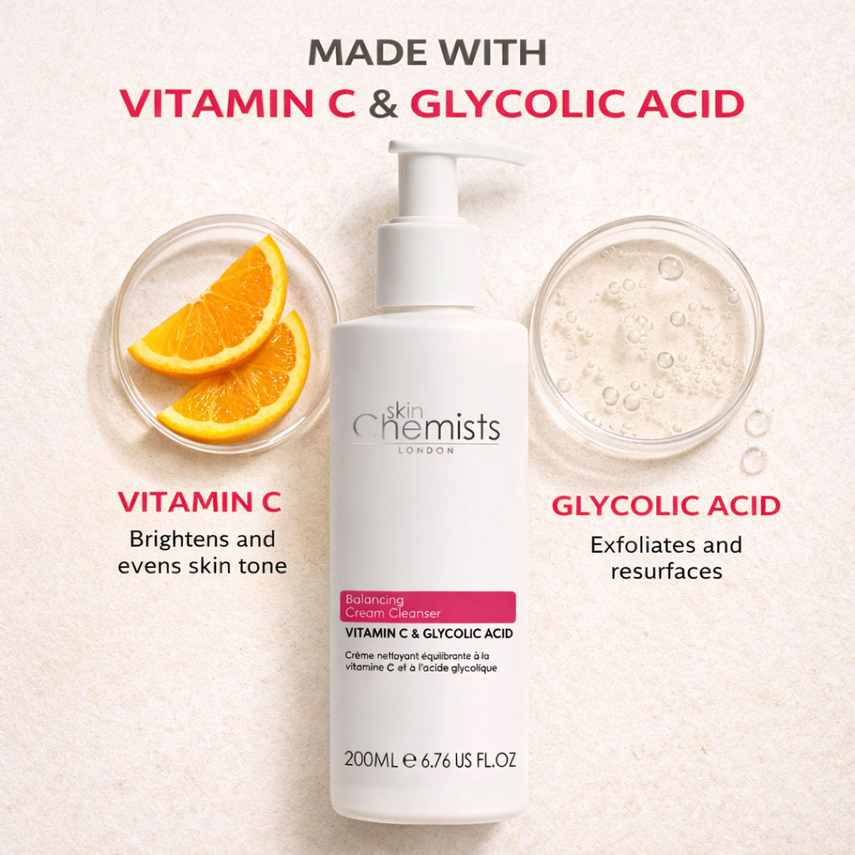 Balancing Vitamin C & Glycolic Acid Cream Cleanser 200ml - skinChemists