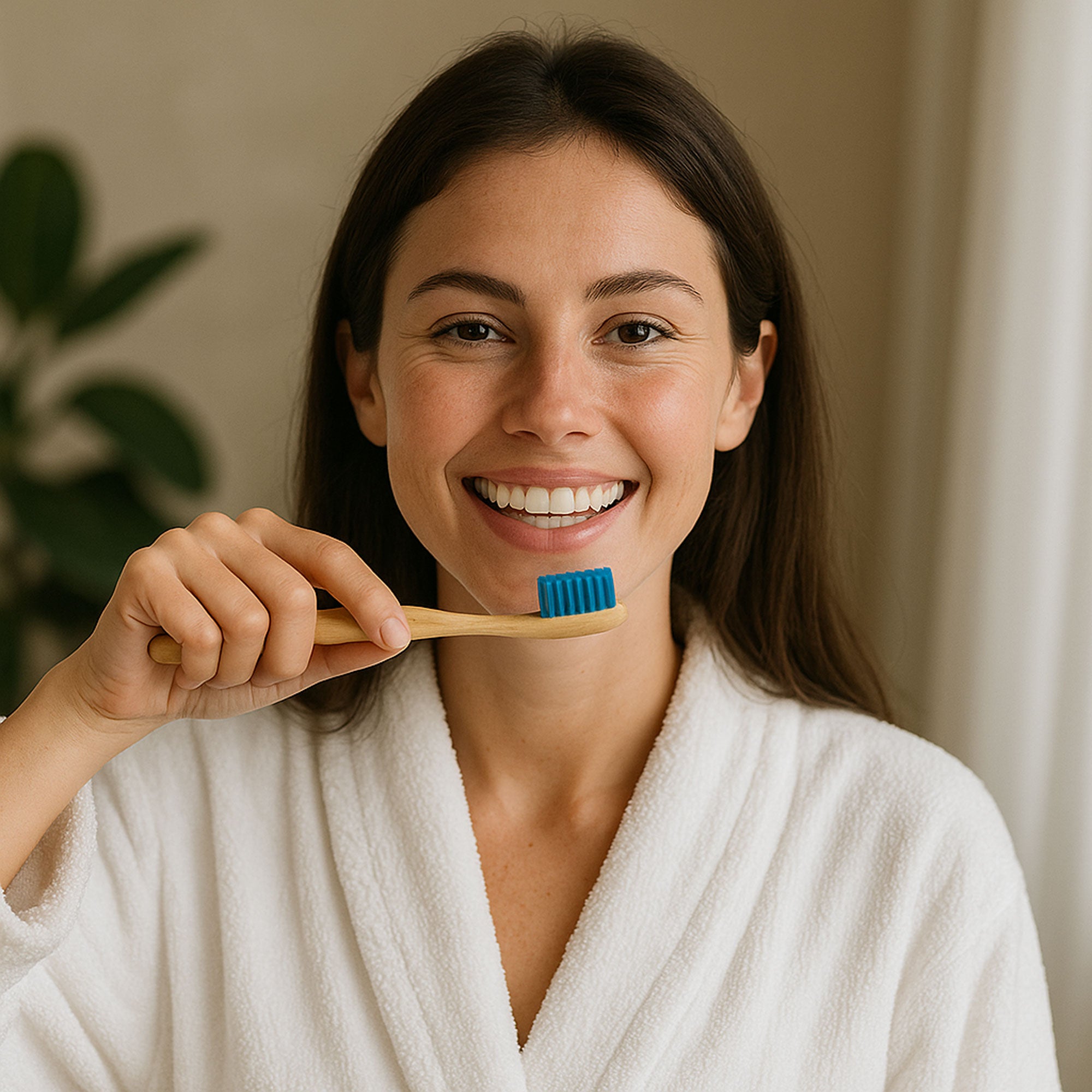 Brosse à dents en bambou bleue