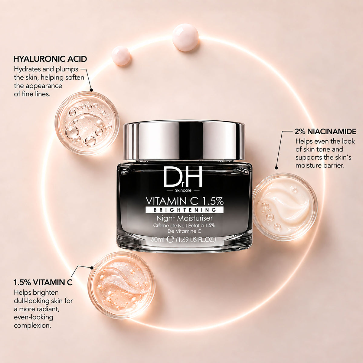 Hidratante de noche con vitamina C al 1.5%, 50ml