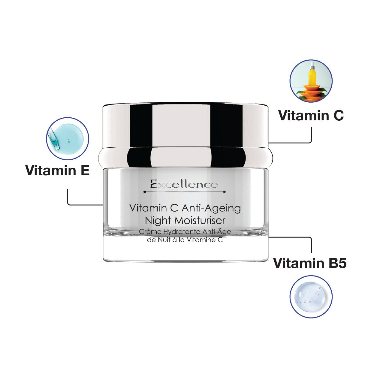Crème de nuit anti-âge à la vitamine C Excellence 50 ml