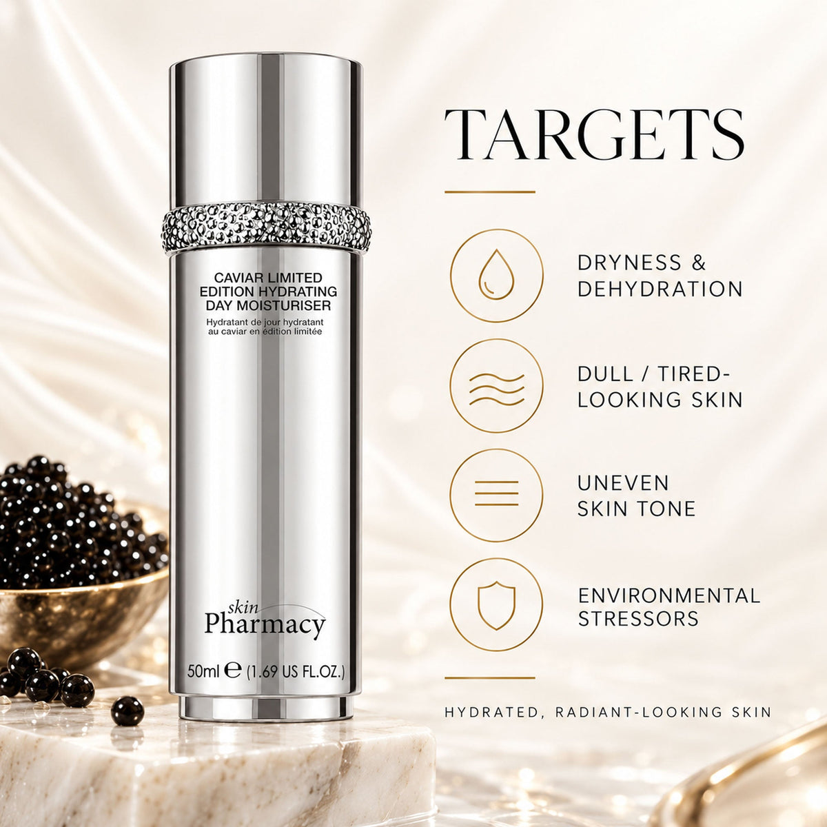 Feuchtigkeitsspendende Anti-Aging-Tagescreme mit Kaviar, Limited Edition, 1 % 50ml