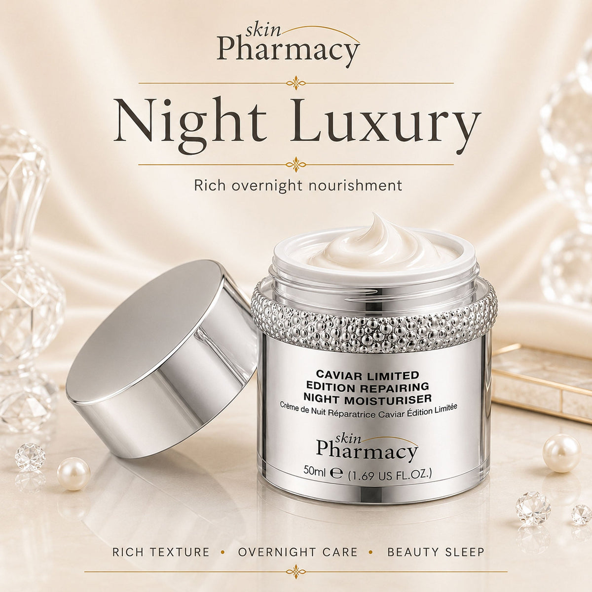 Reparierende Anti-Aging-Nachtcreme mit Kaviar, Limited Edition, 1 % 50ml
