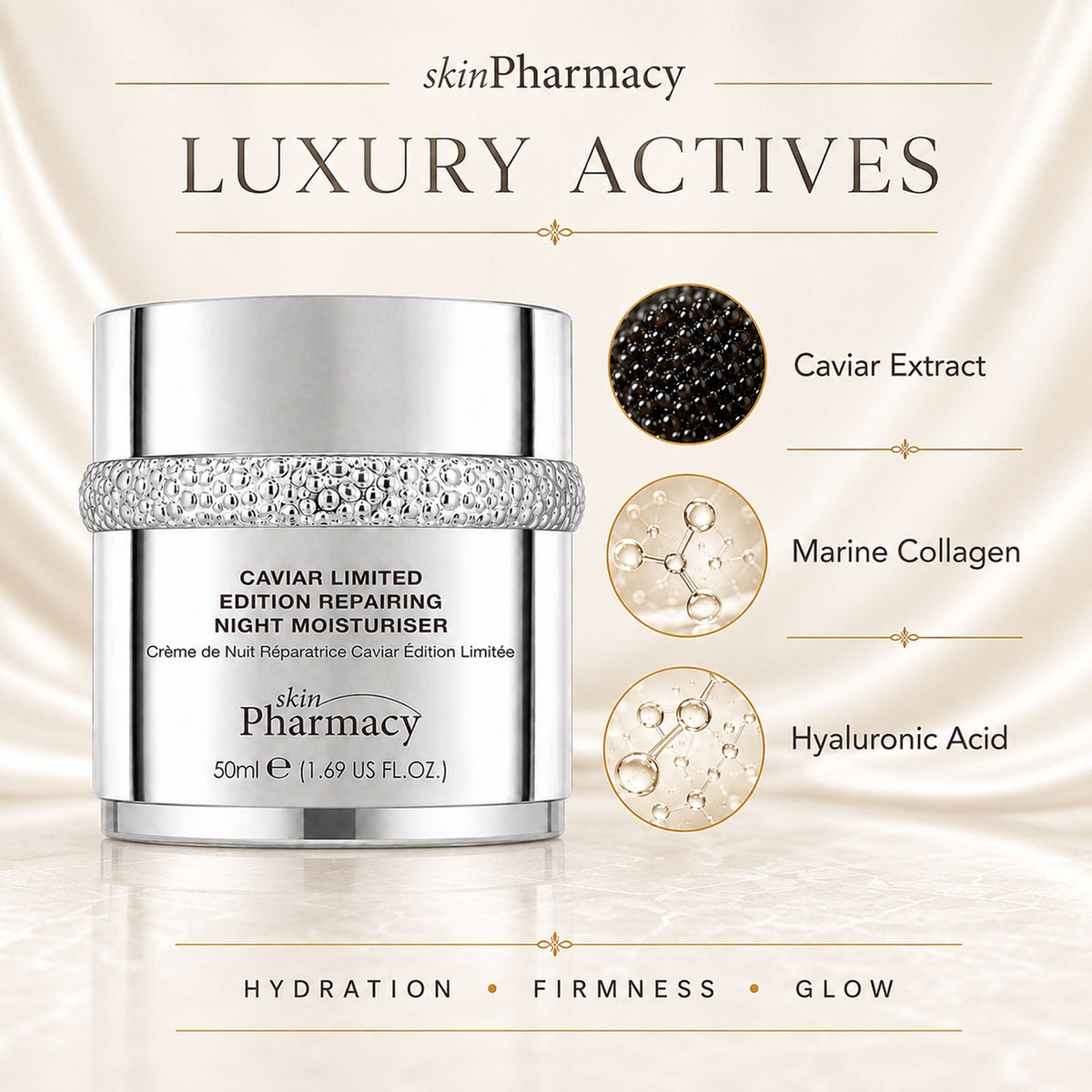 Reparierende Anti-Aging-Nachtcreme mit Kaviar, Limited Edition, 1 % 50ml