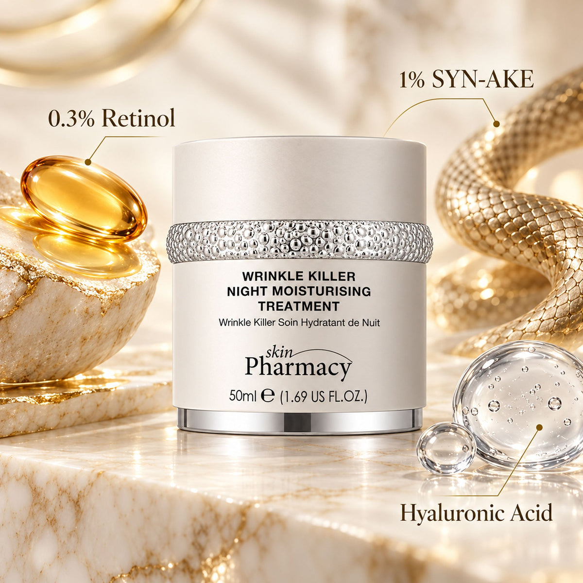 Nachtpflege gegen Falten und Hautalterung, 1 % Wrinkle Killer 50ml