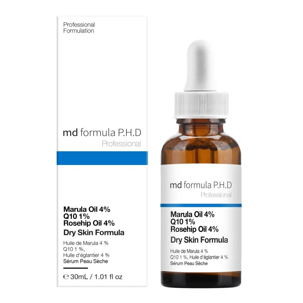 Serum für trockene Haut mit 4 % Marulaöl, 1 % Q10 und 4 % Hagebuttenöl, 30 ml