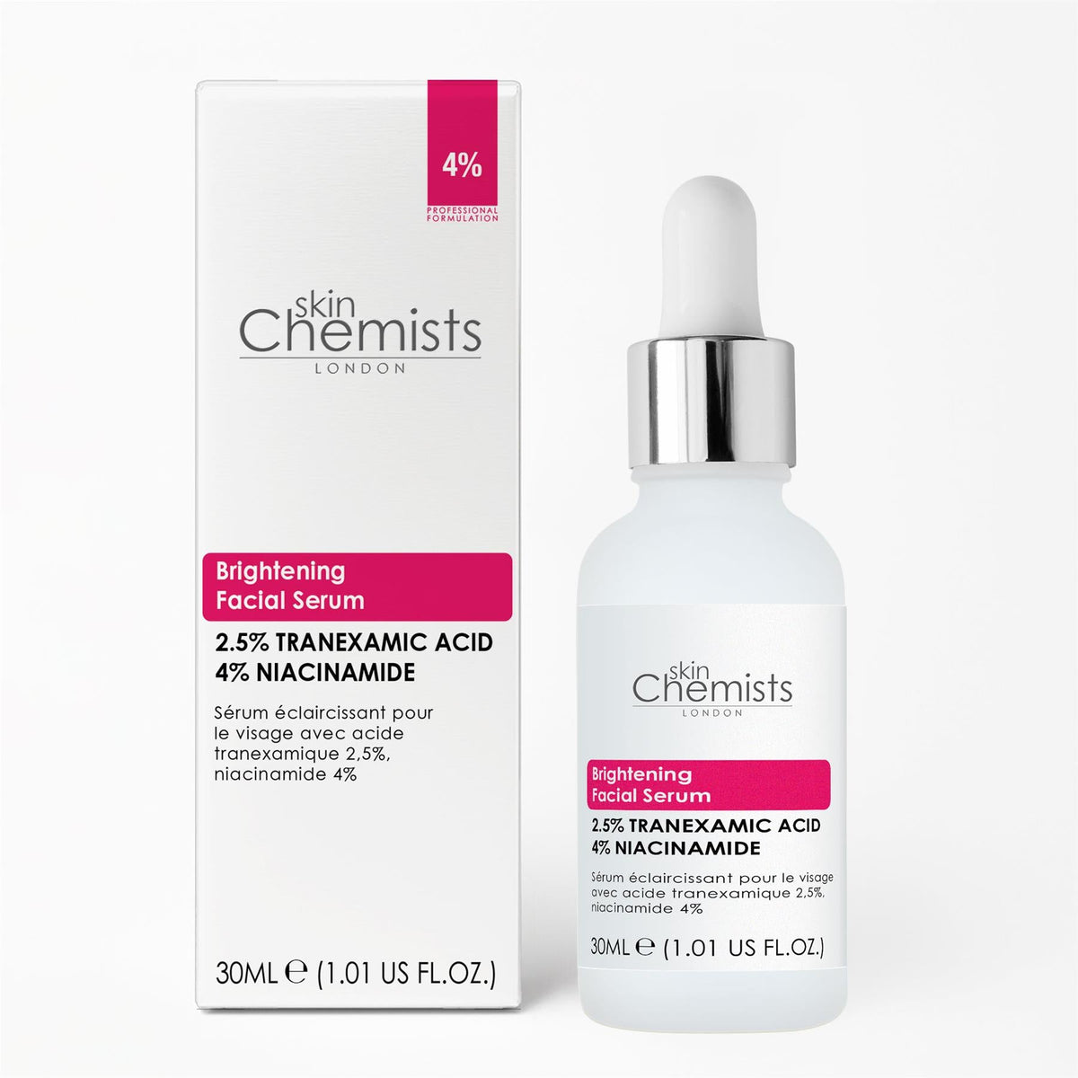 Sérum facial iluminador con ácido tranexámico al 2,5%, ácido tranexámico al 2,5% y niacinamida al 4% 30ml