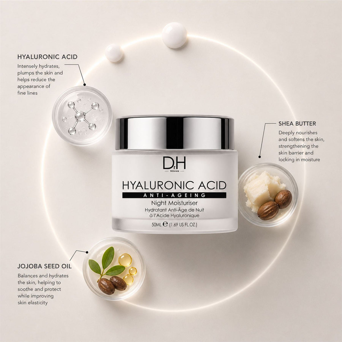 Dr H Hyaluronic Acid Anti-Ageing Night Moisturiser 50ml