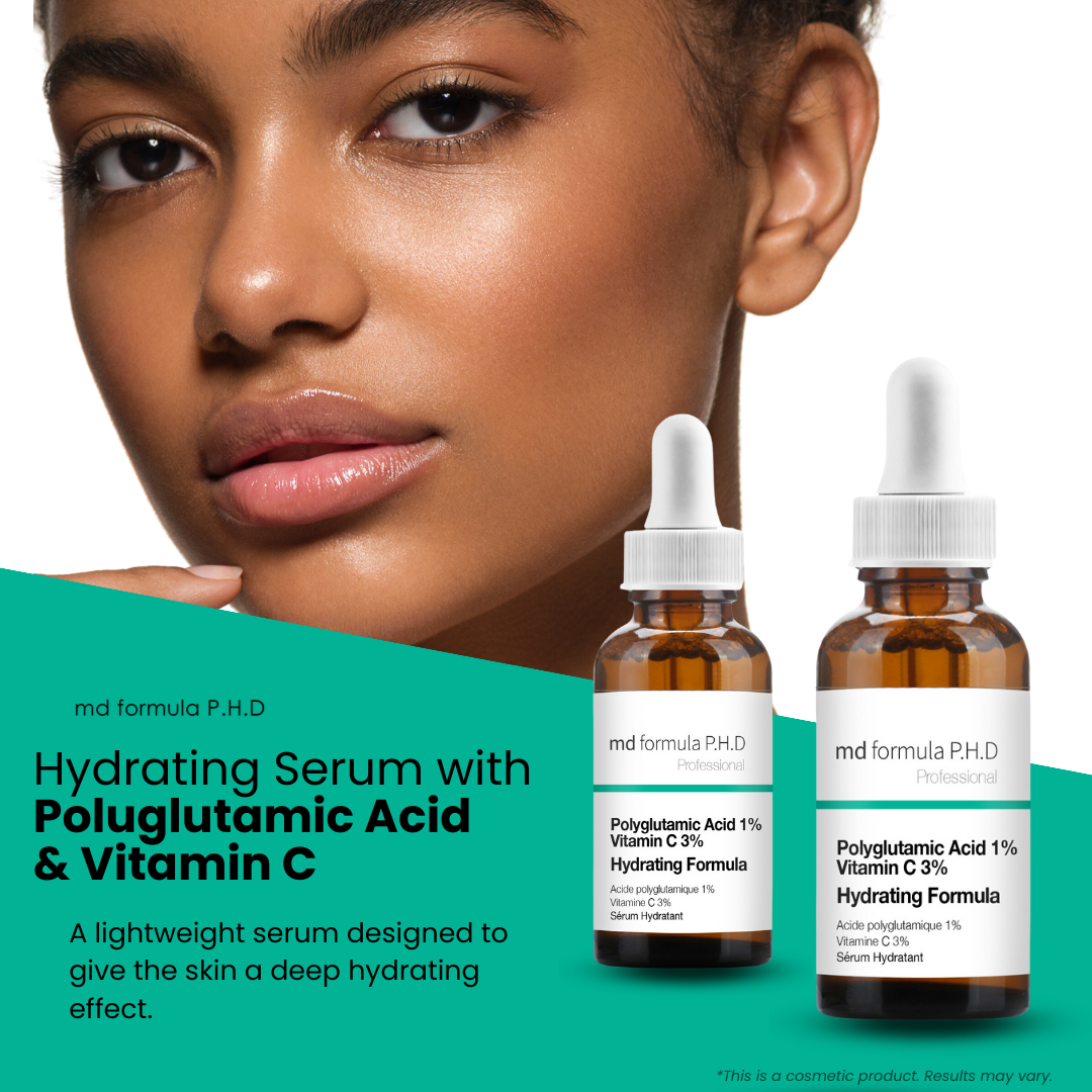 Hydrating Serum Polyglutamic Acid 1%, Vitamin C 3% 30ml Twin Value Savings Pack