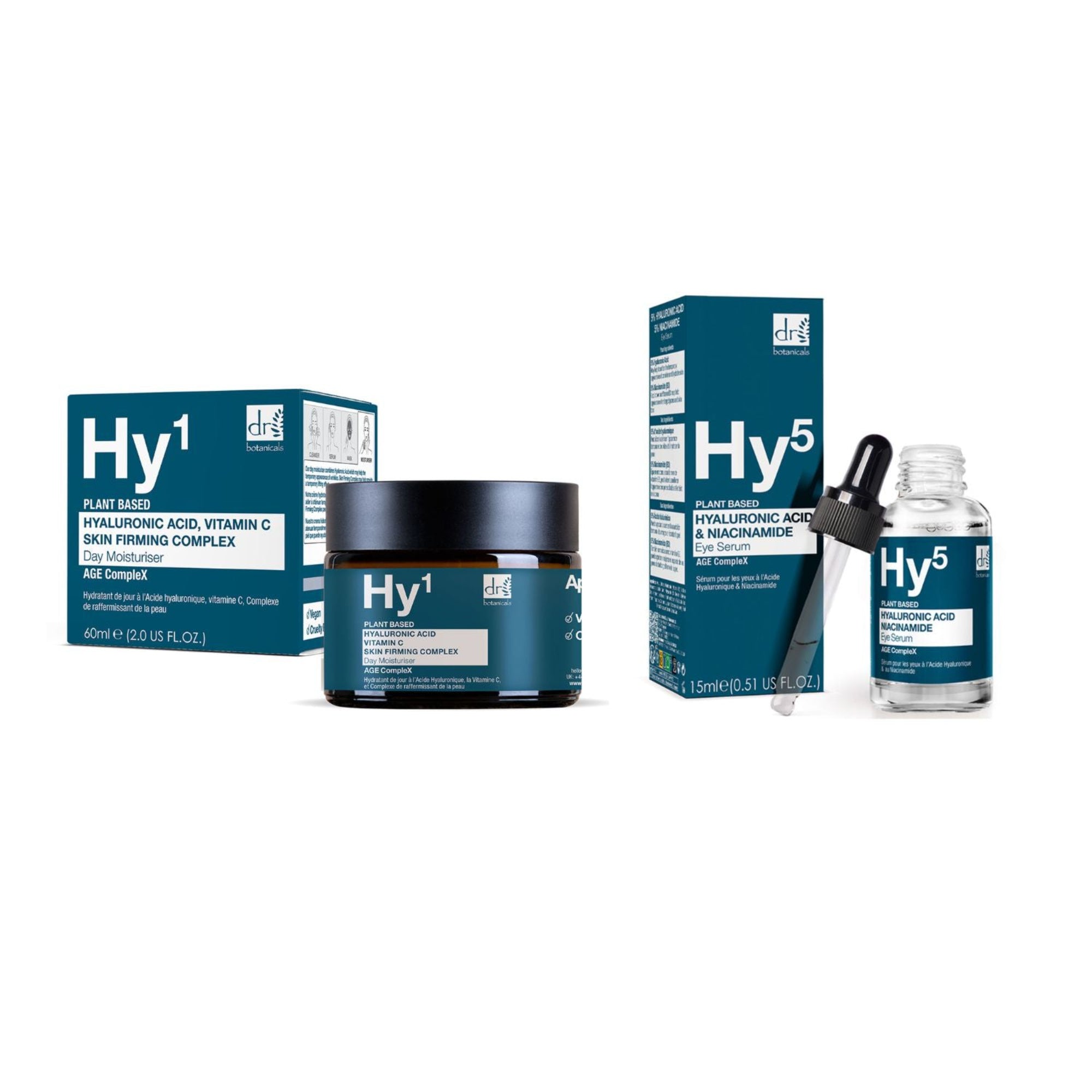 Kit de soin hydratant de jour et sérum contour des yeux à l'acide hyaluronique anti-âge